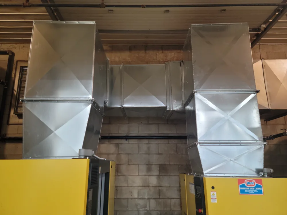 Galvanized plenums built in the shop