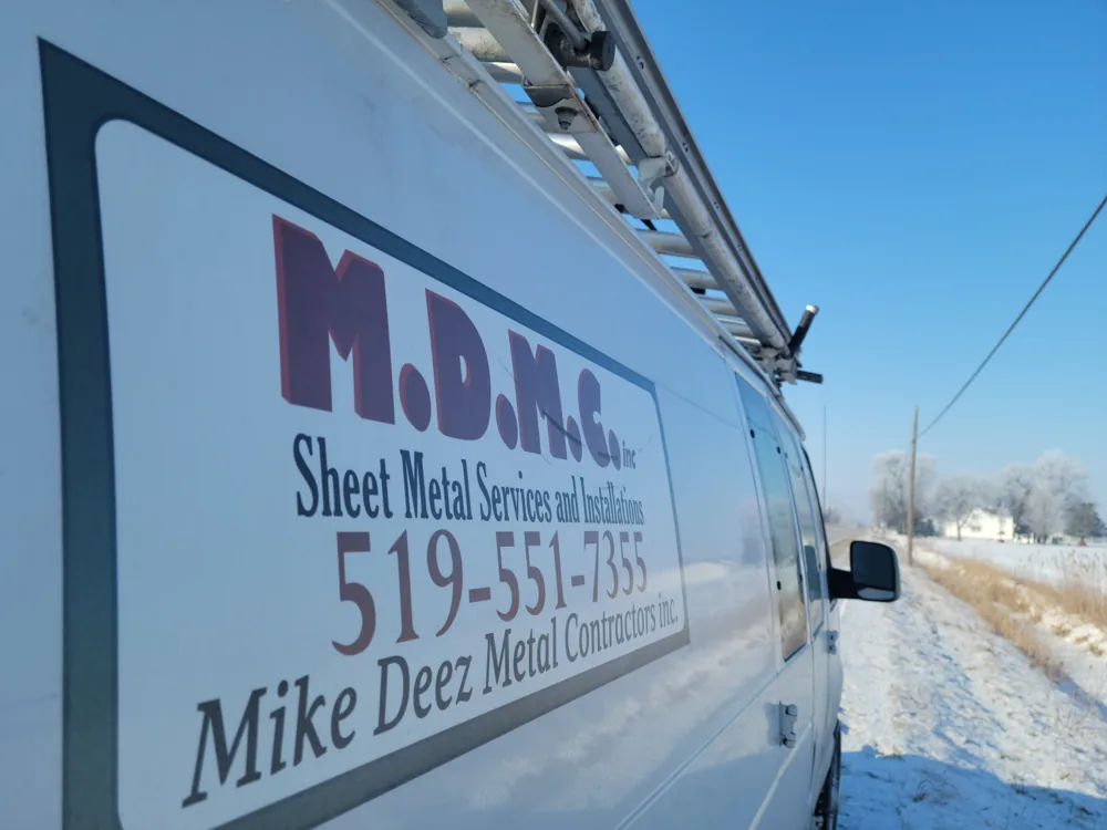 MDMC sheet metal services lettering on the work van